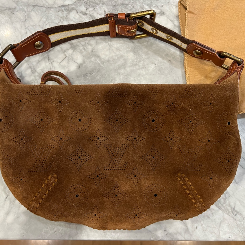 Authentic Louis Vuitton, small suede hobo